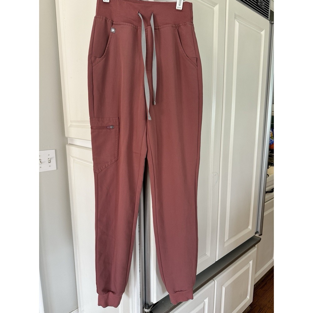FIGS Zamora High Waisted Jogger Scrub Pants Pink Medical Cargo Athleisure XXS